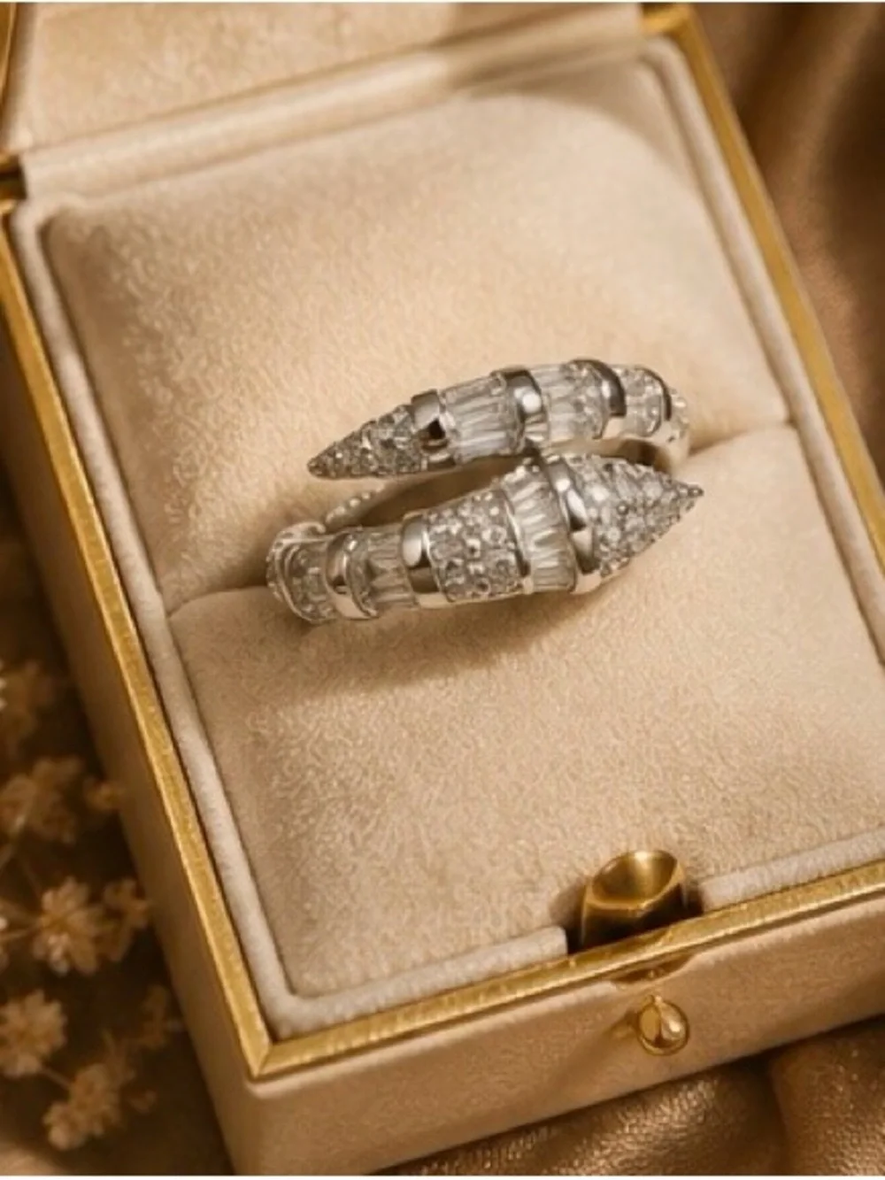 Luxe Serpent Wrap Ring | Adjustable Silver CZ Snake Ring